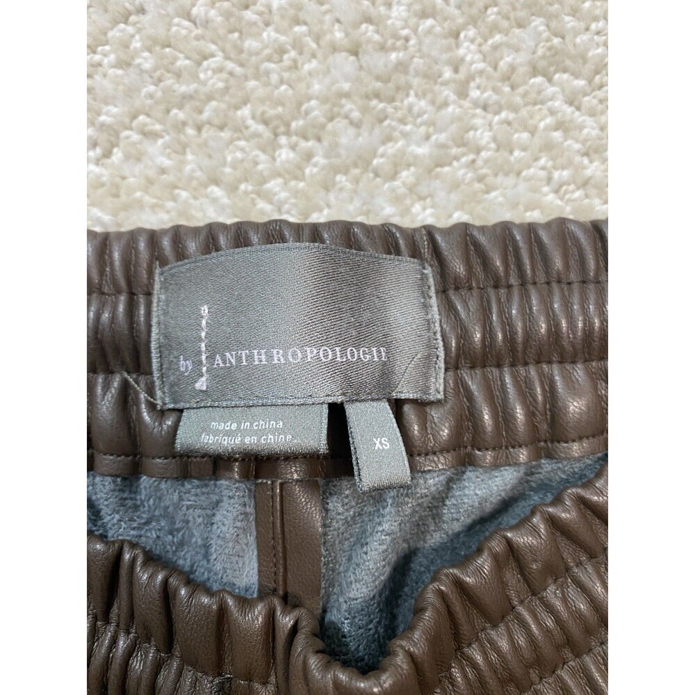 Anthropologie Ankle Pants Brown Faux Leather Drawstring Pockets Women's XS - Picture 8 of 16